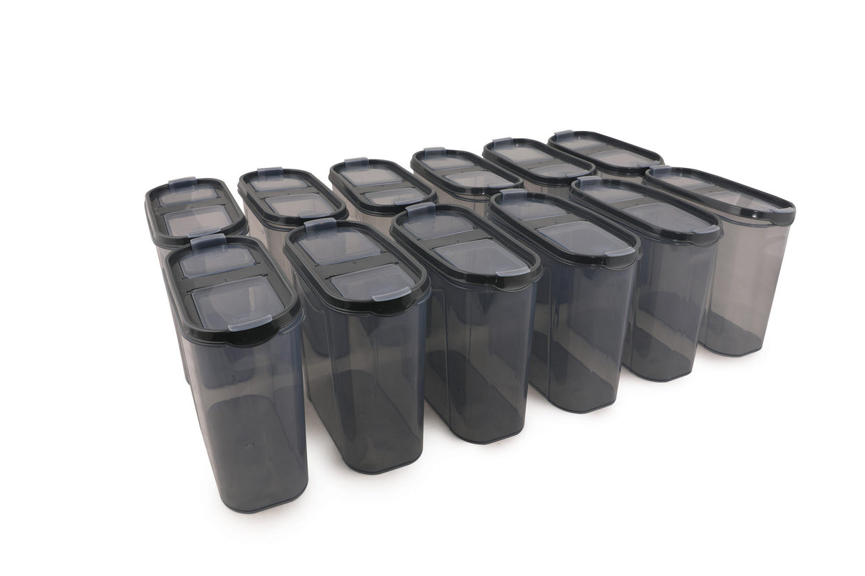 Set recipiente pentru depozitare 12 bucăți DSY12-2, Antracit, 9x19x17 cm