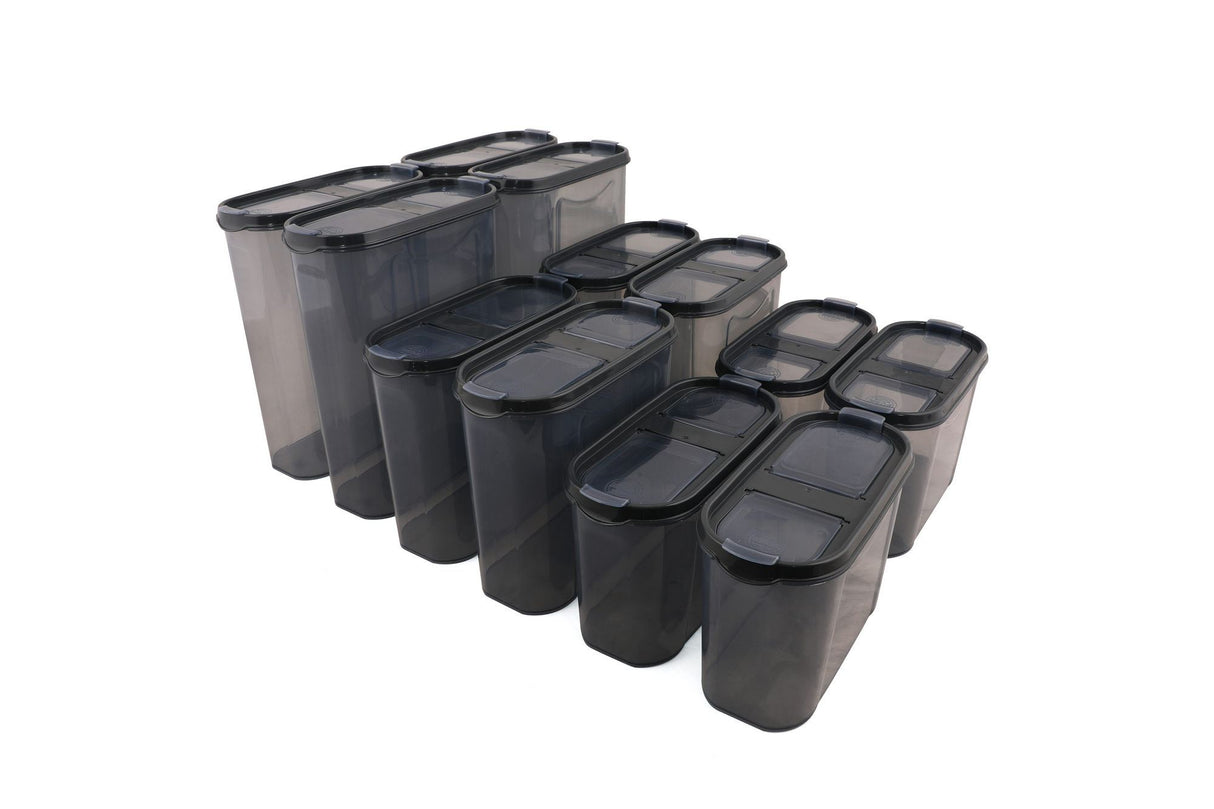 Set recipiente pentru depozitare 12 bucăți DSY12-14228, Antracit, 9x19x24 cm