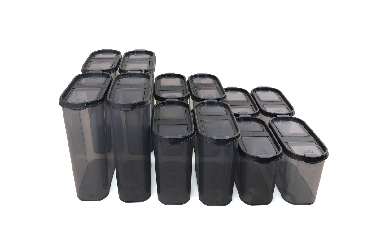 Set recipiente pentru depozitare 12 bucăți DSY12-14228, Antracit, 9x19x24 cm