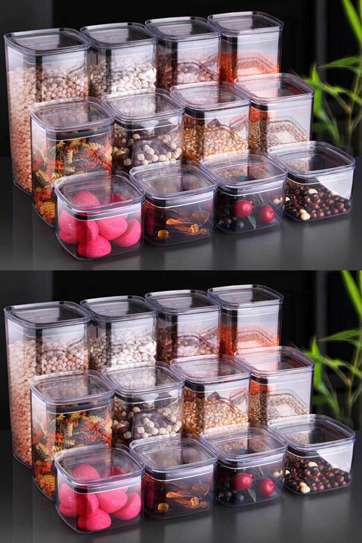 Set recipiente pentru depozitare 24 bucăți 3BOY24, Antracit, 10x10x18 cm