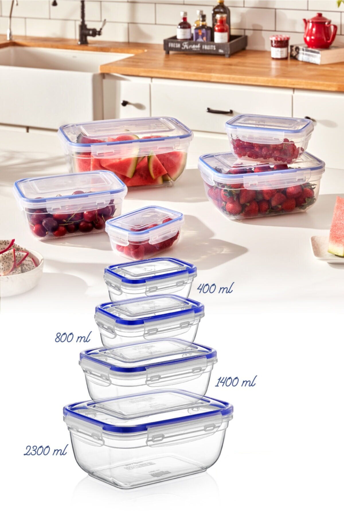 Set recipiente pentru depozitare 4 bucăți 30148, Transparent, 23x11x17 cm