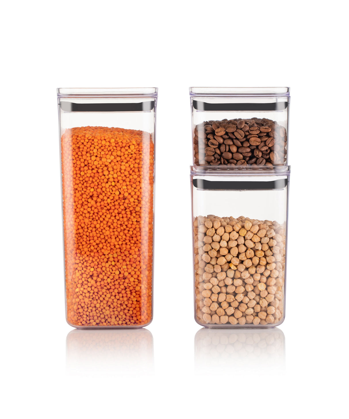 Set recipiente pentru depozitare 3 bucăți KARE3BOY3, Transparent, 11x11x8 cm