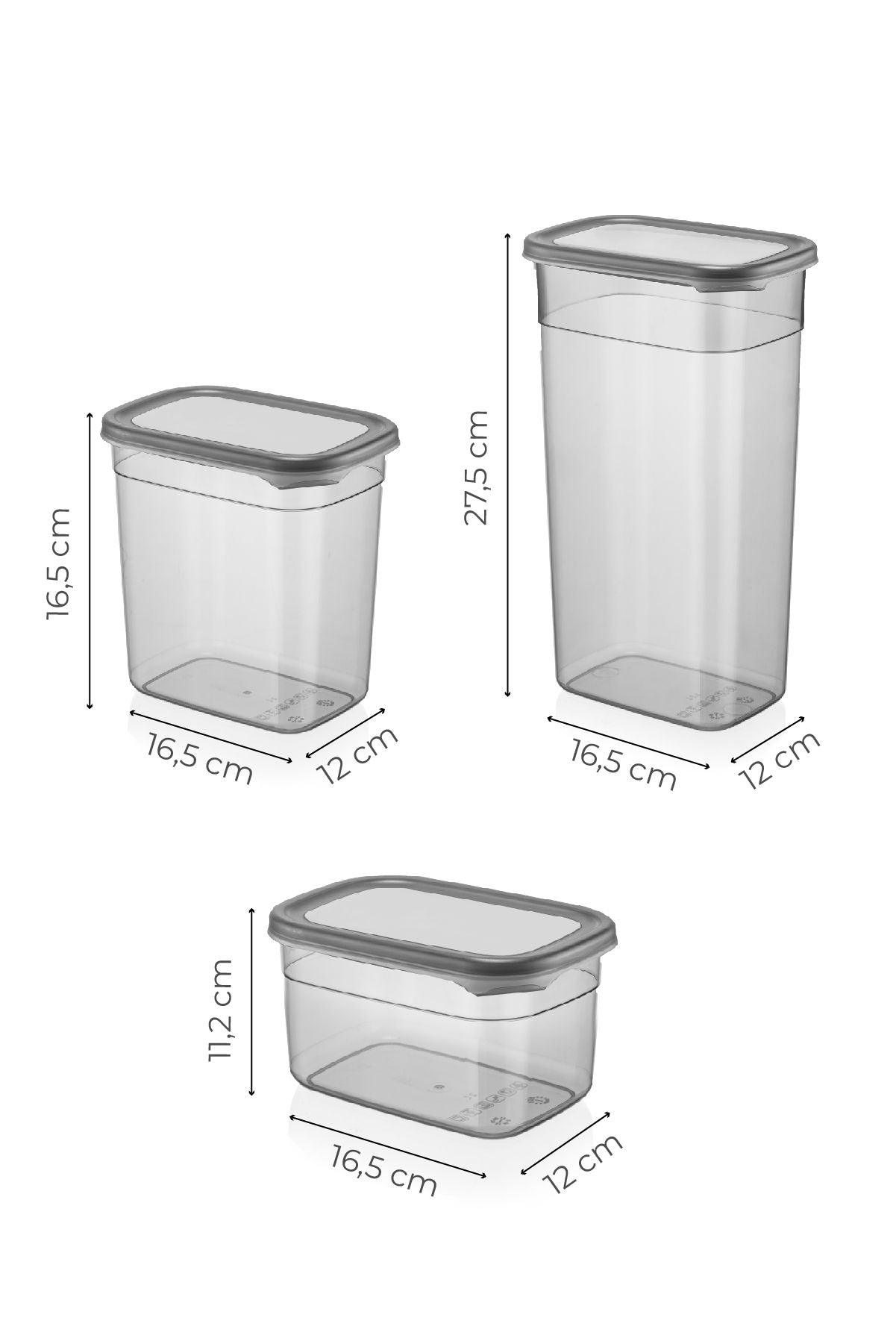 Set cutie de depozitare, Gri, 12x16.5x11.2 cm