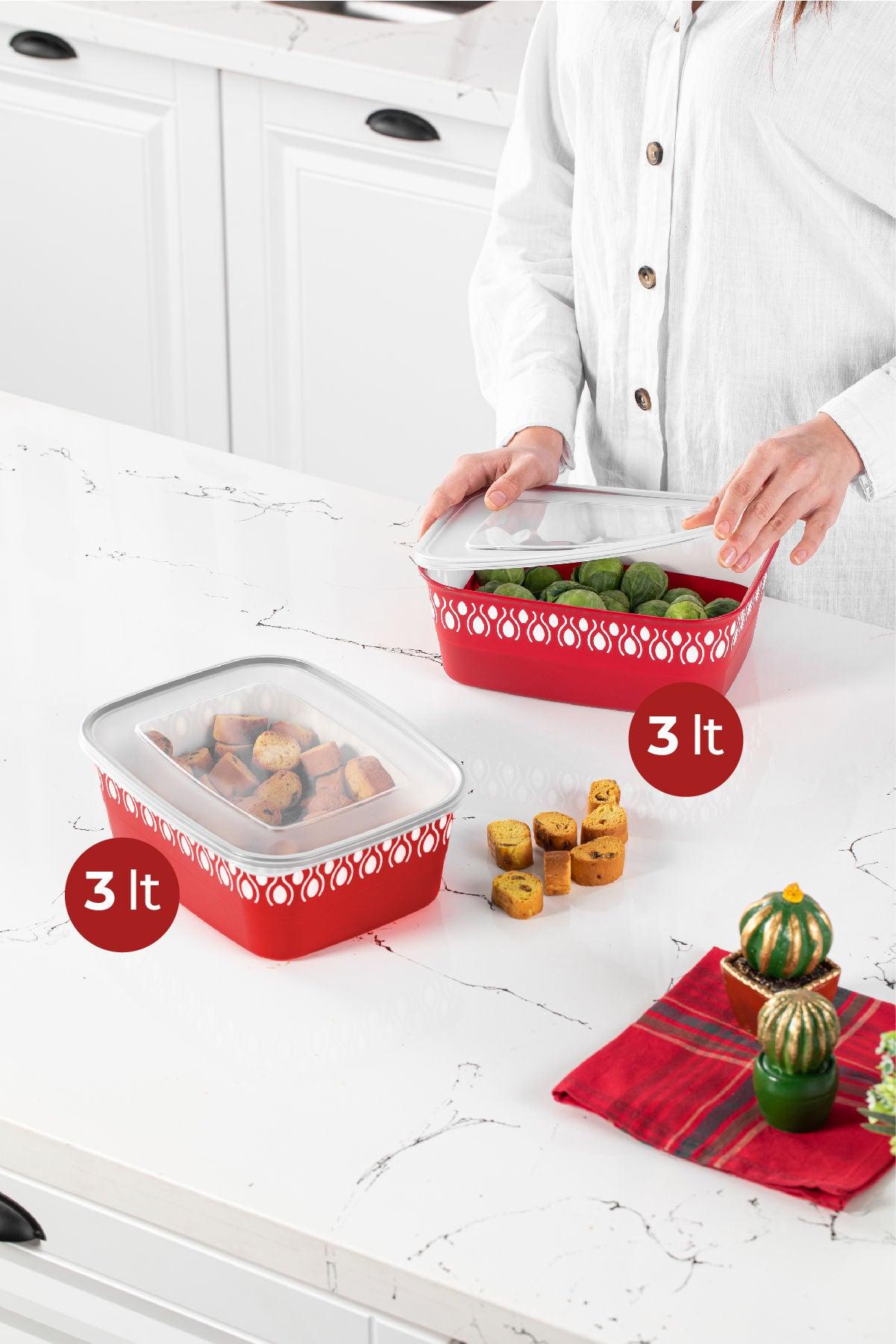 Set recipiente pentru depozitare 2 bucăți BNM-0797, Diverse culori, 20x26x9 cm - Roșu | SKU: 964FRM1161 | Set recipiente pentru depozitare 2 bucăți BNM-0797, 20x26x9 cm, varianta Roșu, produs pentru amenajarea locuinței, disponibil online în România la CasaMob