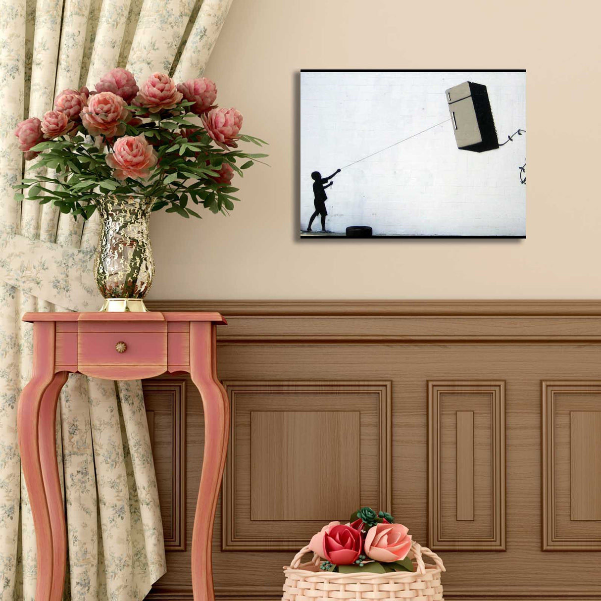 Tablou canvas 3040BANKSY005, Multicolor, 30x40x3 cm