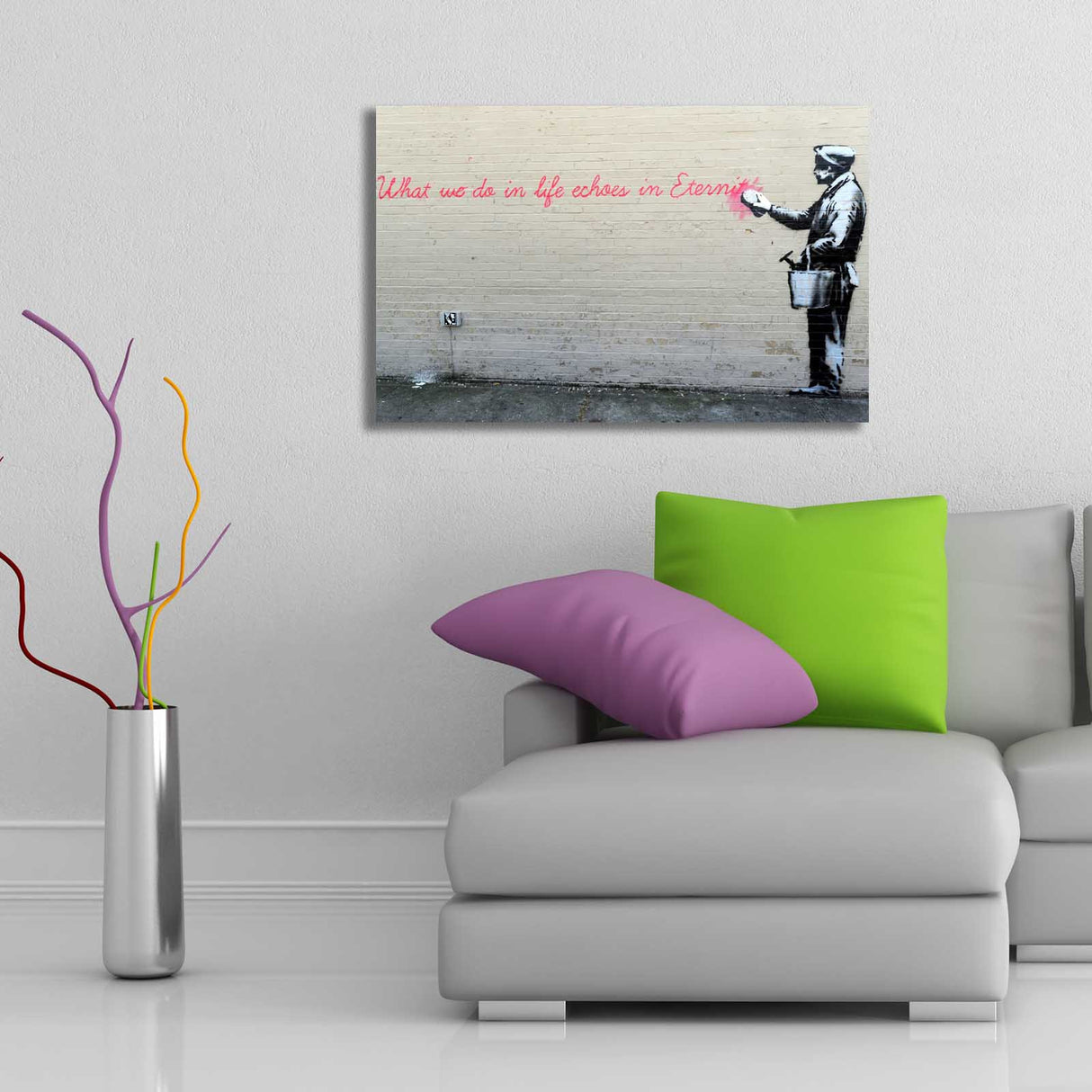 Tablou canvas 4570BANKSY006, Multicolor, 45x70x3 cm