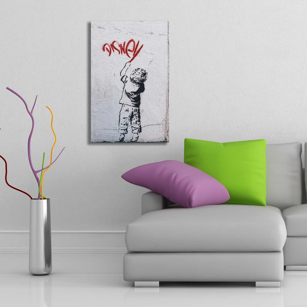 Tablou canvas 4570BANKSY011, Multicolor, 45x70x3 cm