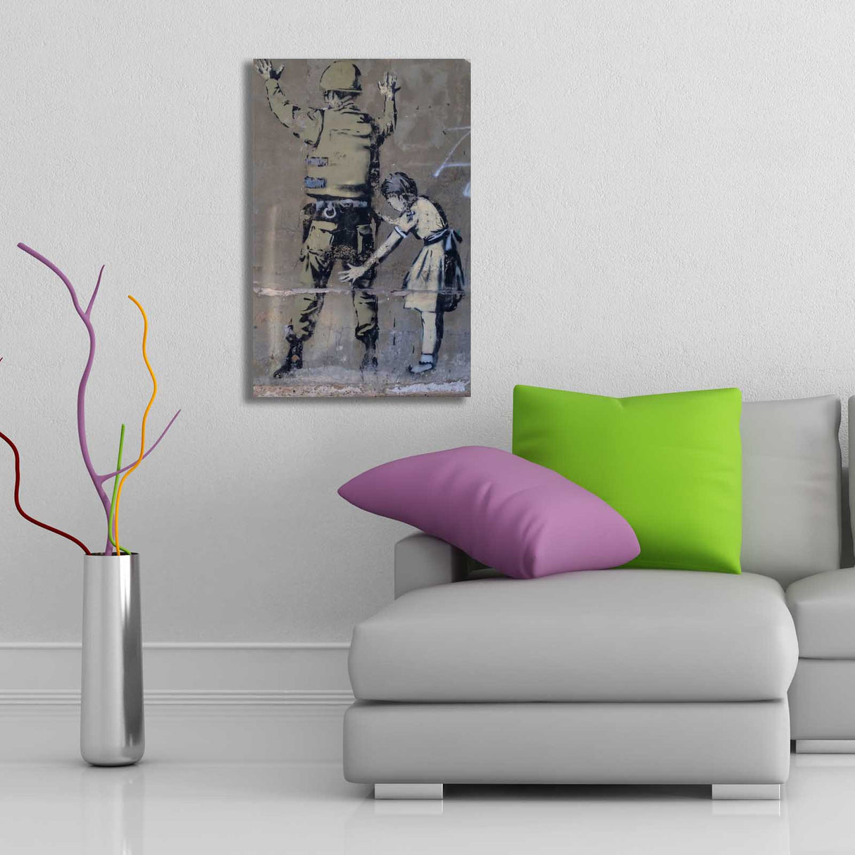 Tablou canvas 4570BANKSY014, Multicolor, 45x70x3 cm