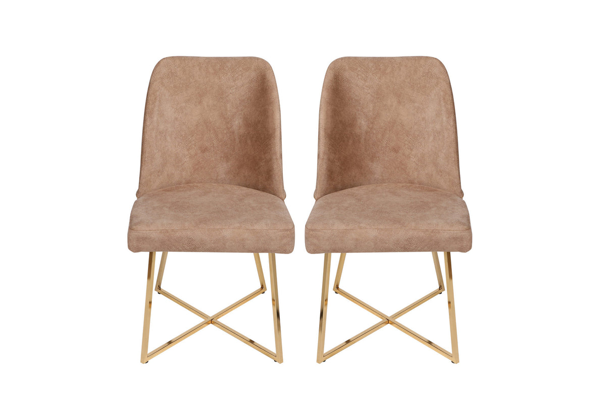 Set 2 scaune Madrid 913 V2, Auriu - Maro, 50x49x90 cm