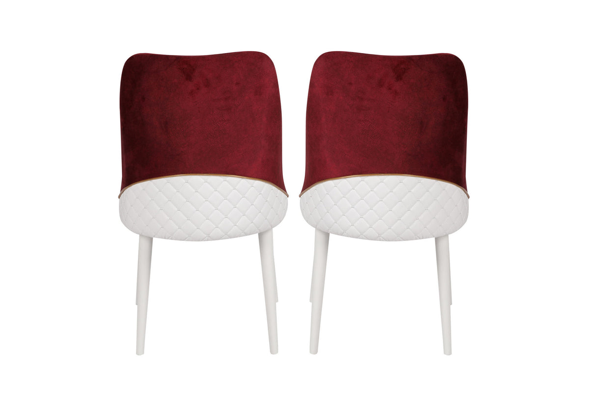Set 2 scaune Nova 081 V2, Bordo - Alb, 50x49x90 cm