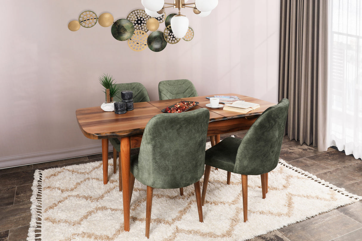 Set 4 scaune Dallas 558 V4, Nuc - Dark green, 50x49x90 cm