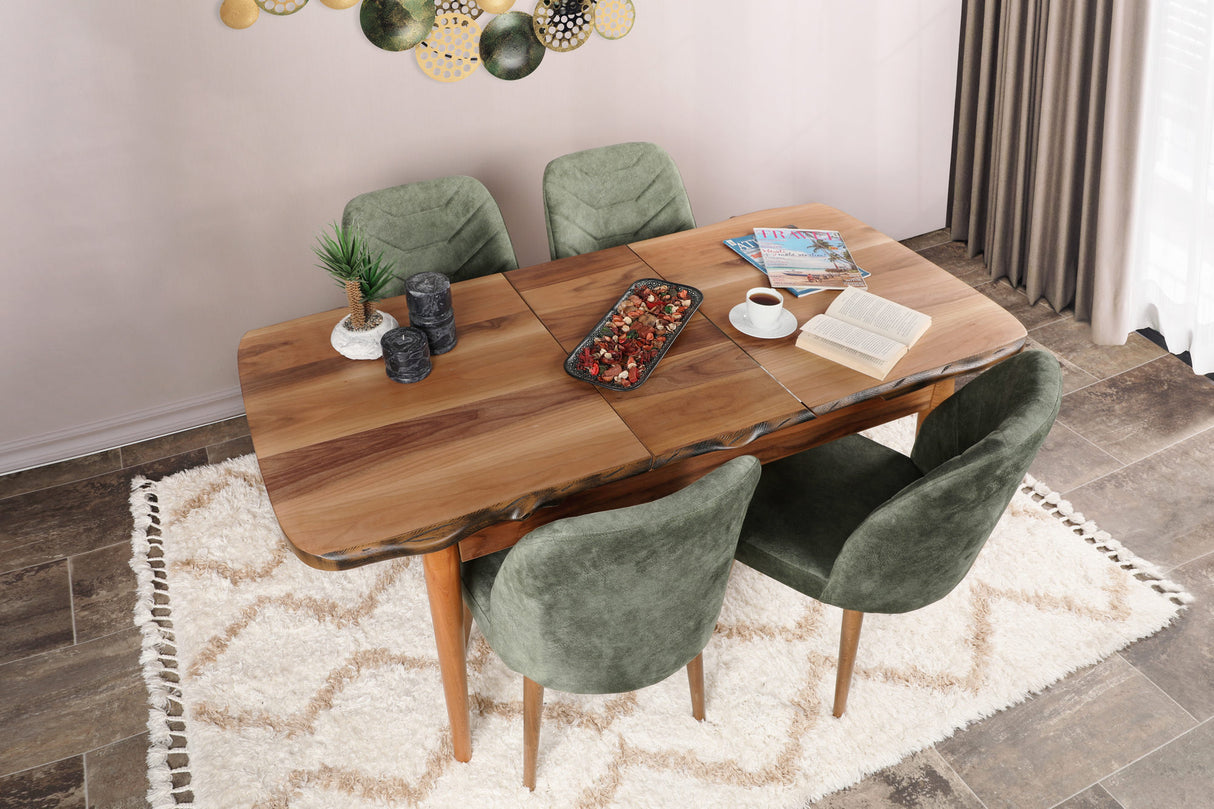 Set 4 scaune Dallas 558 V4, Nuc - Dark green, 50x49x90 cm