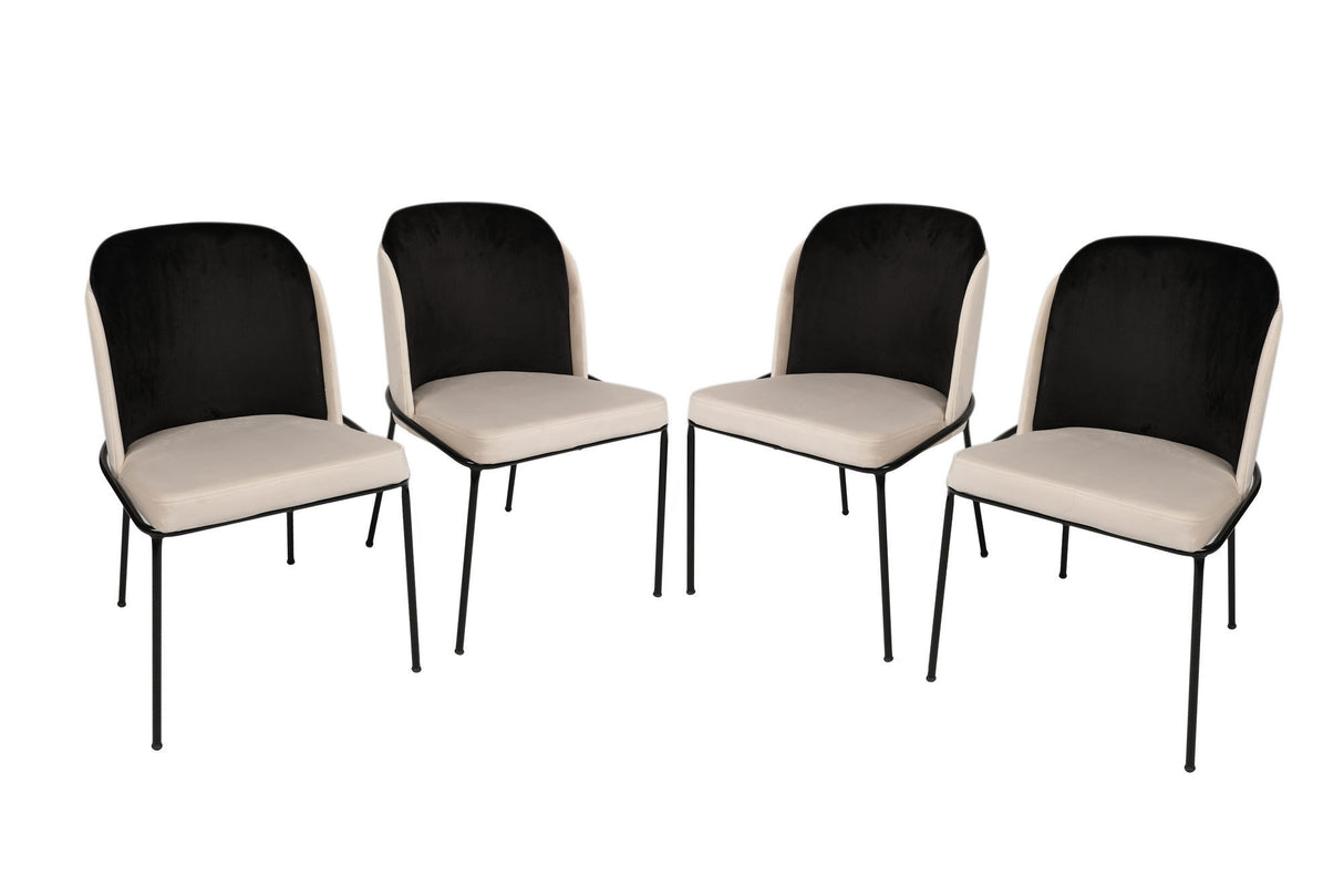 Set 4 scaune Dore 145 V4, Negru - Crem, 54x55x86 cm