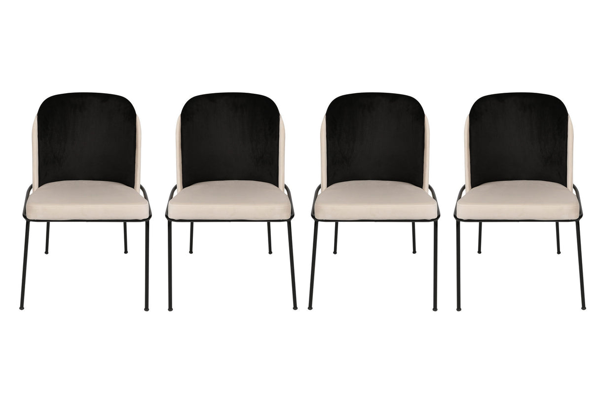 Set 4 scaune Dore 145 V4, Negru - Crem, 54x55x86 cm