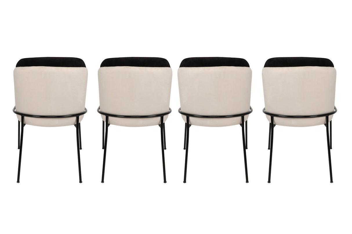Set 4 scaune Dore 145 V4, Negru - Crem, 54x55x86 cm