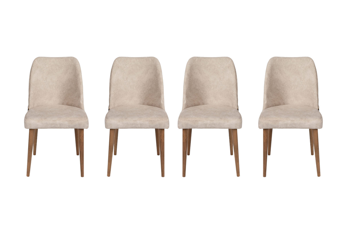 Set 4 scaune Nova 071 V4, Crem - Nuc, 50x49x90 cm