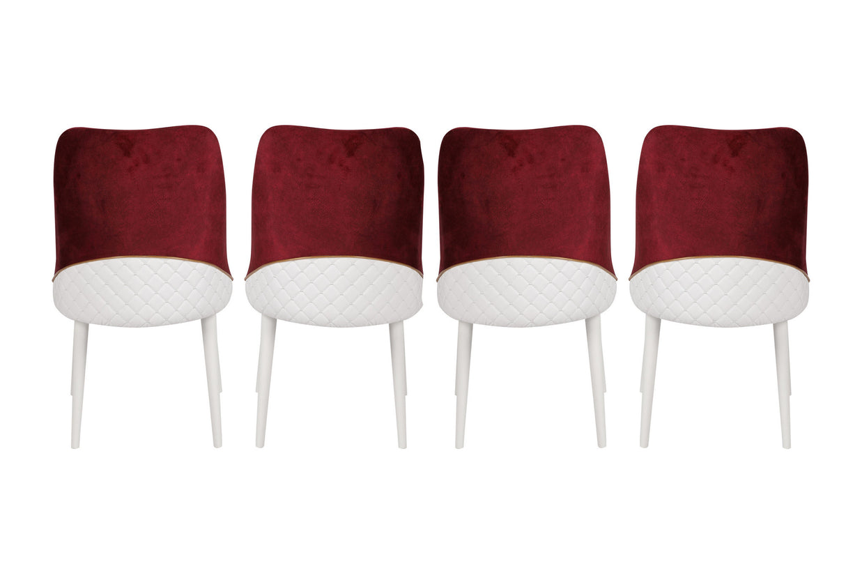 Set 4 scaune Nova 081 V4, Bordo - Alb, 50x49x90 cm