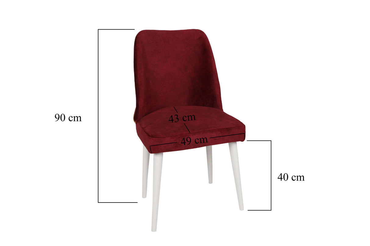 Set 4 scaune Nova 081 V4, Bordo - Alb, 50x49x90 cm
