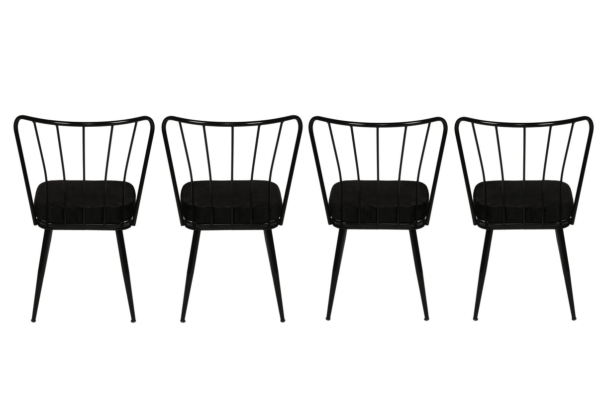 Set 4 scaune Yıldız 943 V4, Negru, 43x42x82 cm