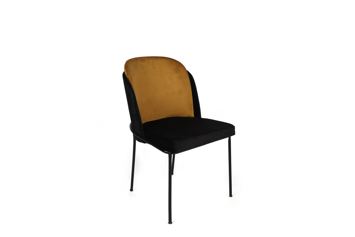 Set 4 scaune Dore-142 V4, Muștar - Negru, 54x55x86 cm