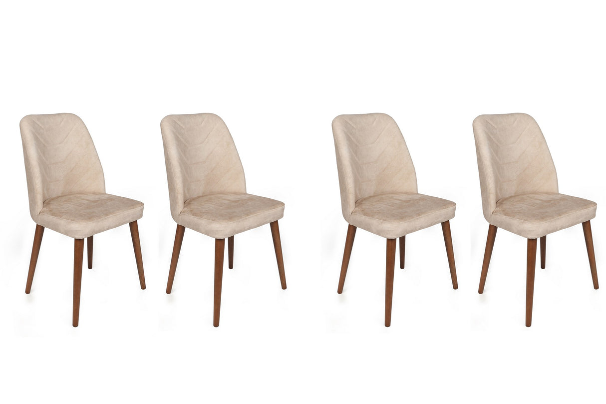 Set 4 scaune Dallas-550 V4, Bej - Nuc, 50x49x90 cm