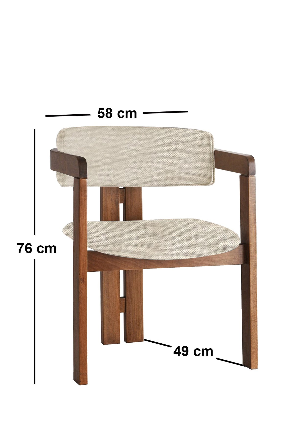 Scaun CO-015, Gri deschis - Nuc, 58x49x76 cm