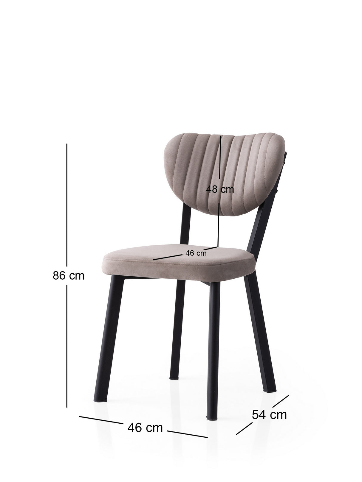 Set 2 scaune Beta - 834 V2, Negru - Mink, 46x54x86 cm