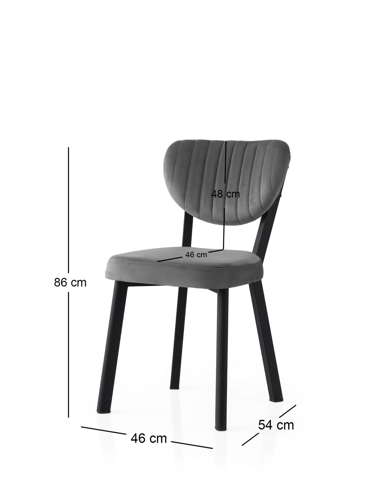 Set 2 scaune Beta - 839 V2, Negru - Antracit, 46x54x86 cm