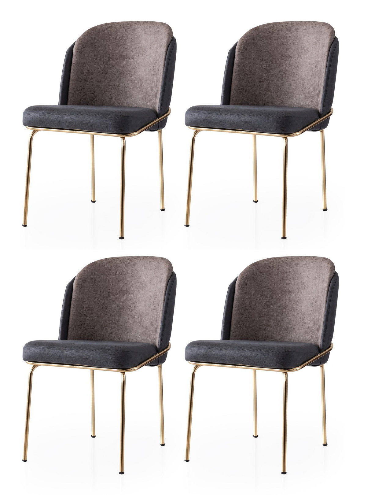 Set 4 scaune Dore - 132 V4, Auriu - Anthracithe - Mink, 62x52x75 cm