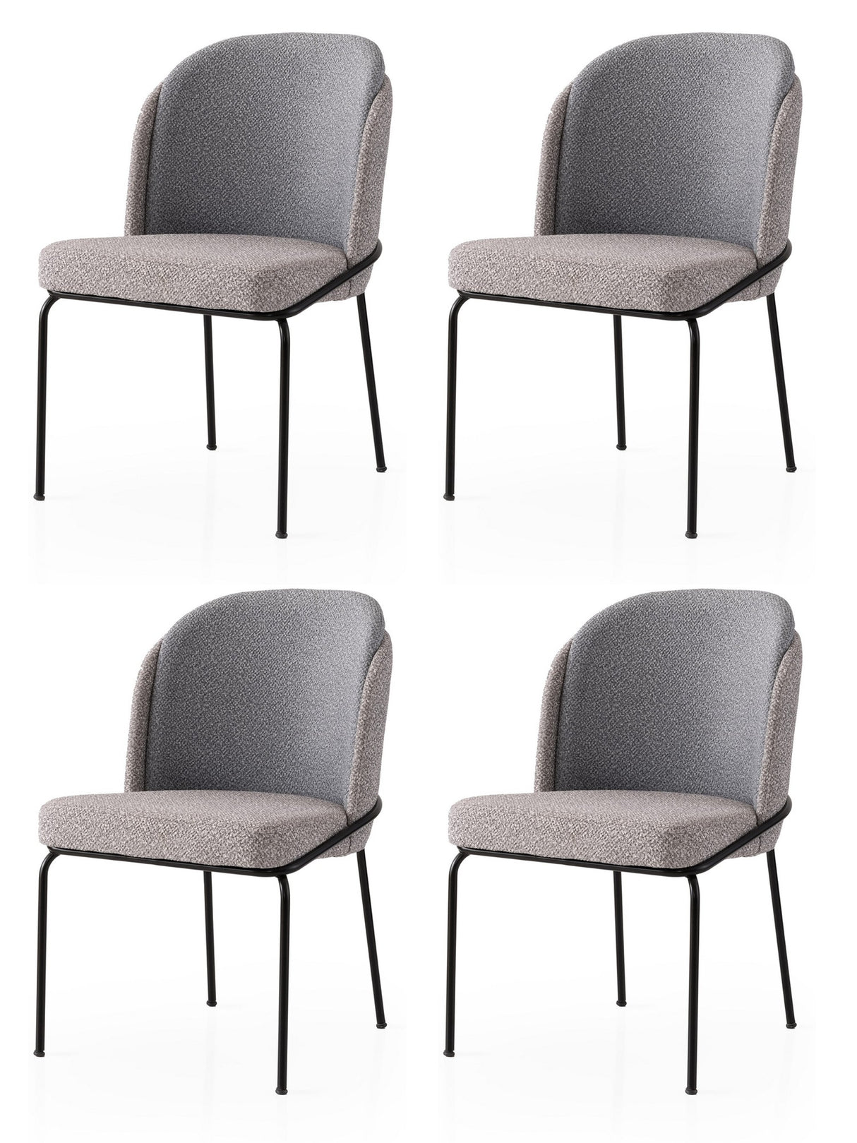 Set 4 scaune Dore - 175 V4, Auriu - Gri, 62x52x75 cm