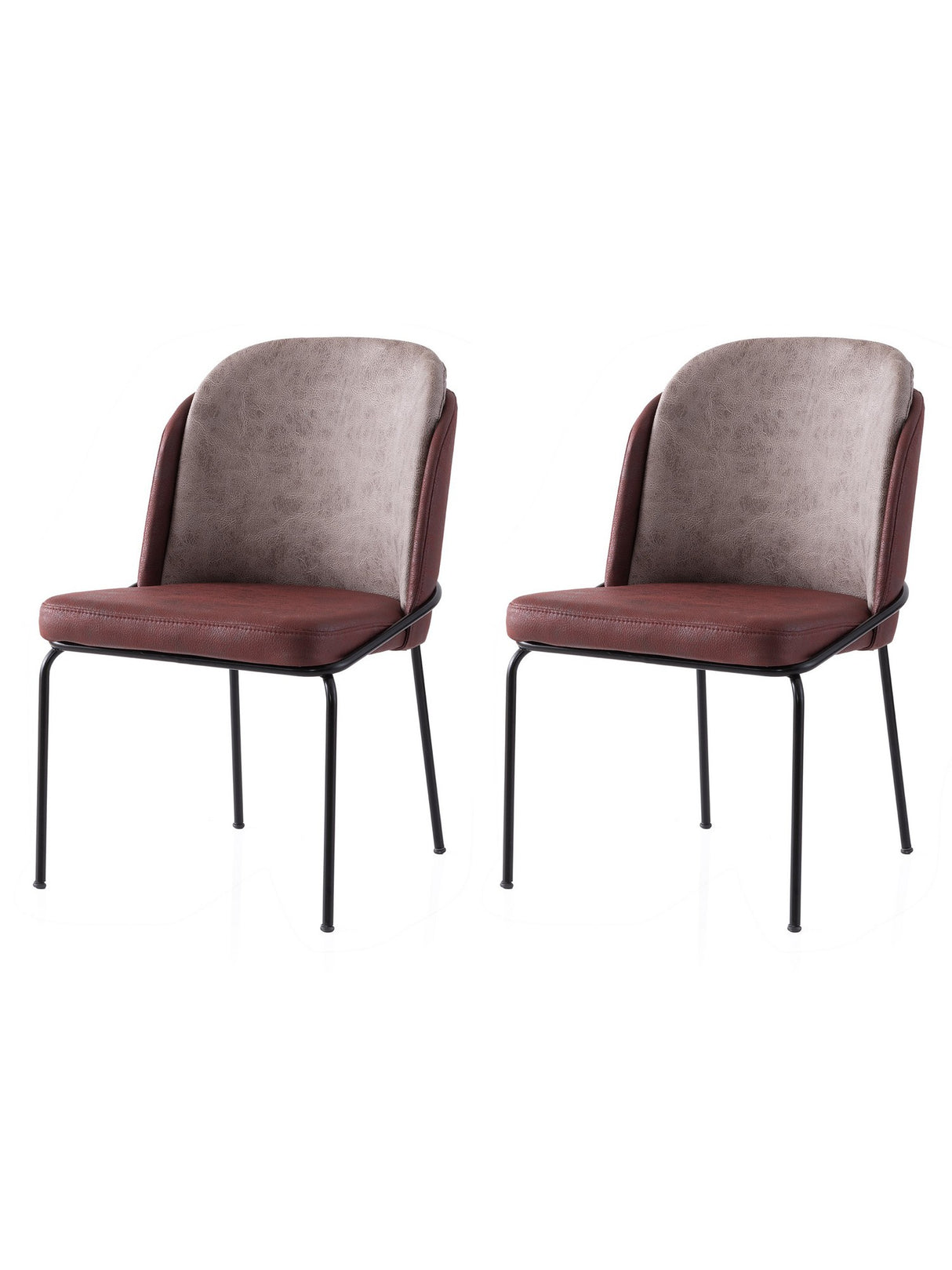 Set 2 scaune Dore - 197 V2, Auriu - Roșu, 62x52x75 cm
