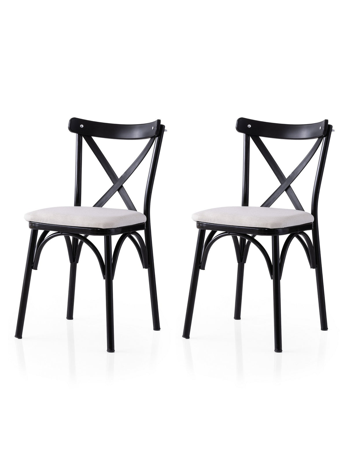 Set 2 scaune Ekol - 286 V2, Negru - Alb, 42x40x81 cm