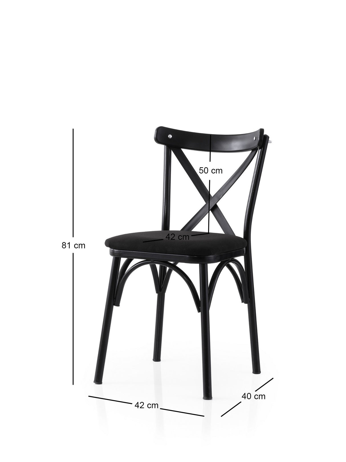 Set 2 scaune Ekol - 290 V2, Negru, 42x40x81 cm