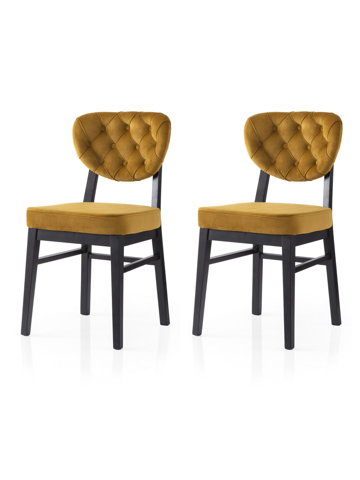 Set 2 scaune Elma - 777 V2, Negru - Muștar, 47x52x88 cm