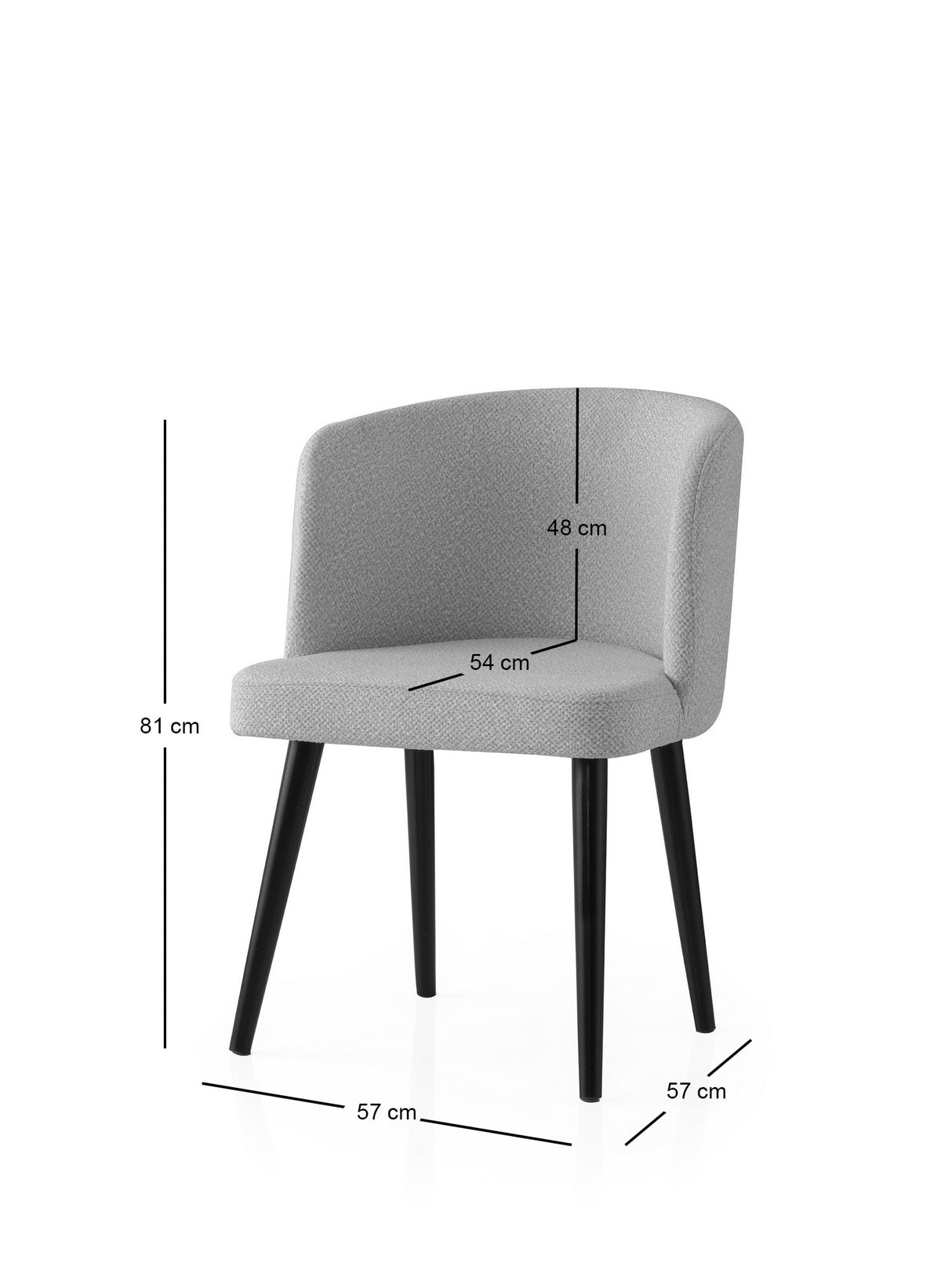 Set 4 scaune Soft - 4101 V4, Negru - Gri, 57x57x81 cm