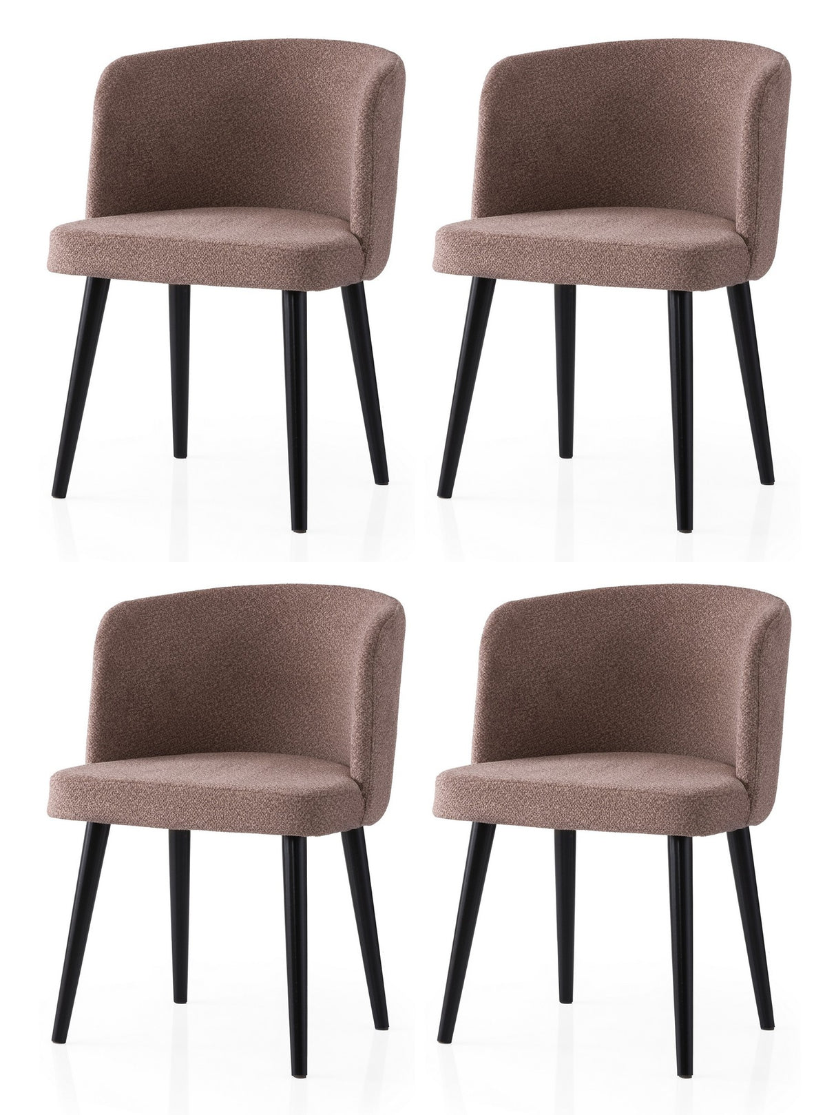 Set 4 scaune Soft - 4111 V4, Negru - Mink, 57x57x81 cm