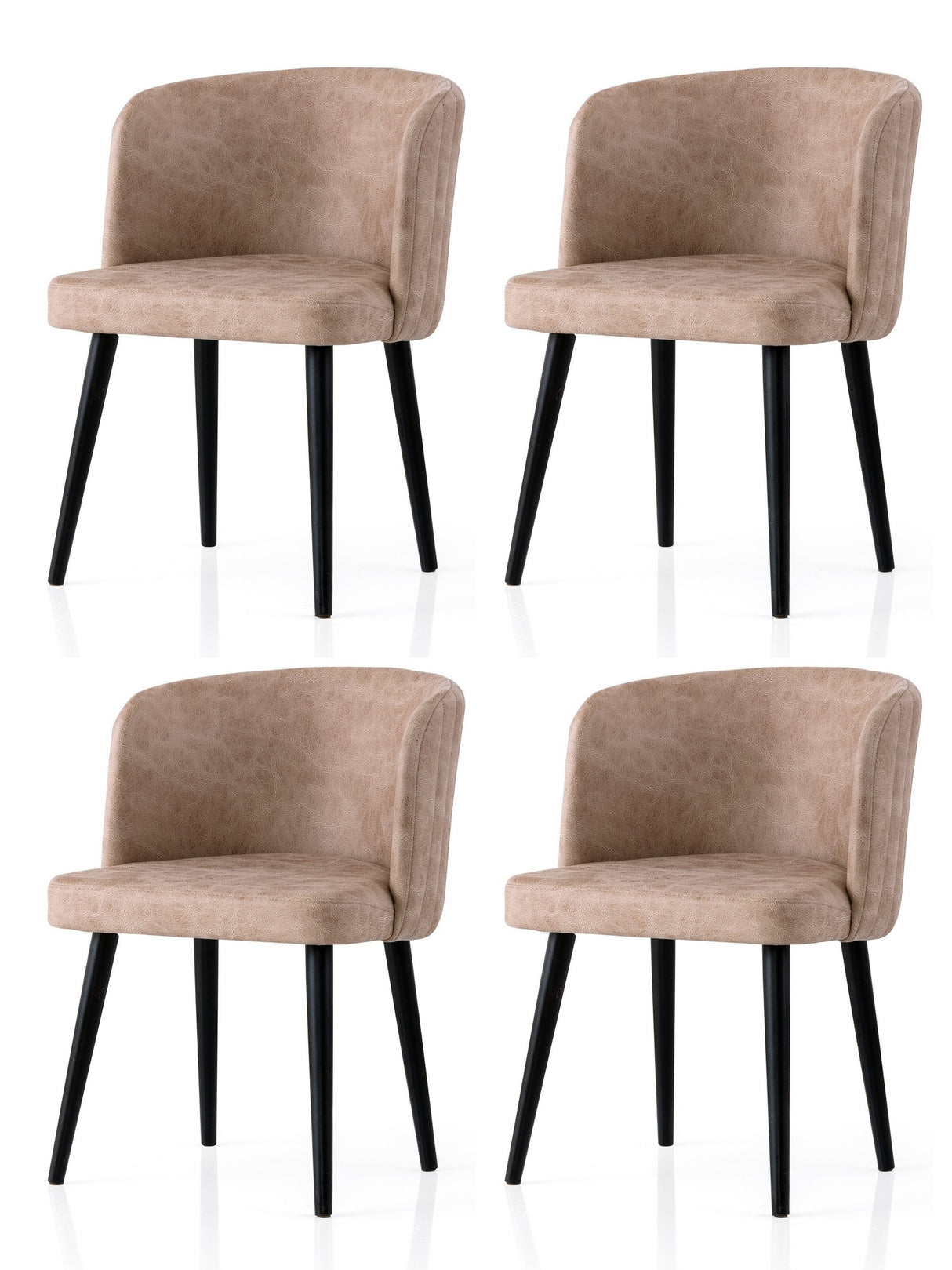 Set 4 scaune Zen - 4201 V4, Negru - Bej, 57x57x81 cm