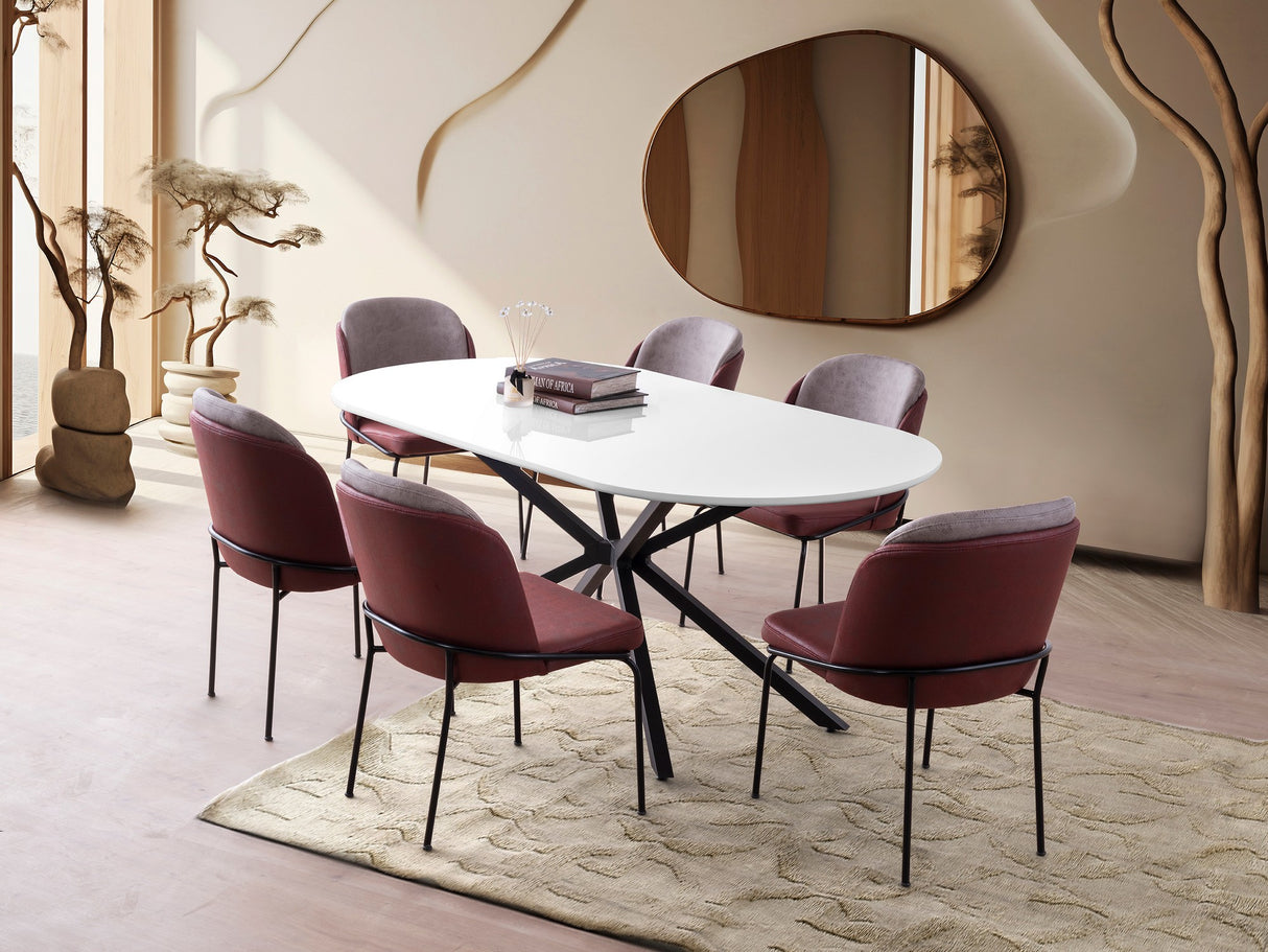 Masă dining Aura - 3012, Alb, 180x90x79 cm