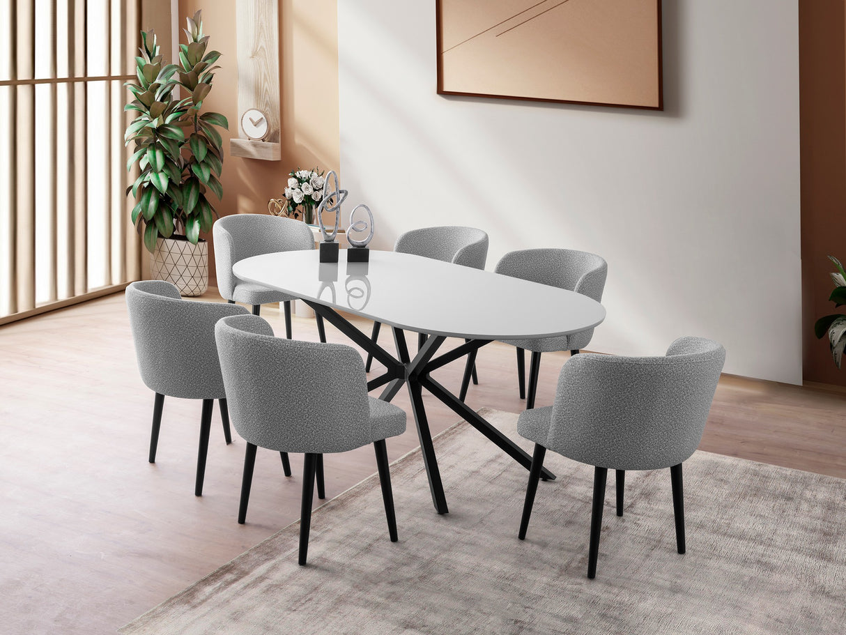 Masă dining Aura - 3013, Gri deschis, 180x90x79 cm