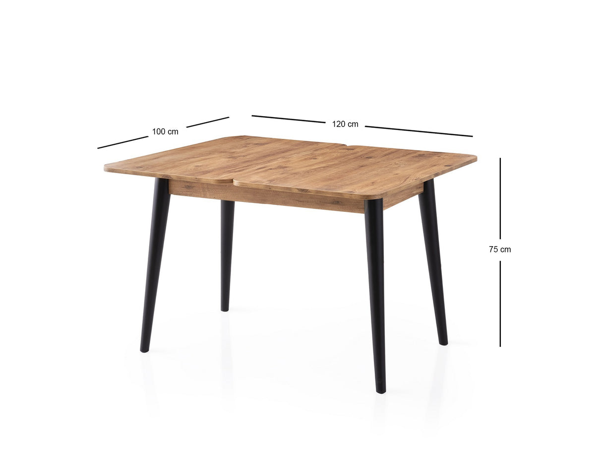 Masă dining extensibilă Dolunay - 1284, Pin atlantic, 100x60x75 cm