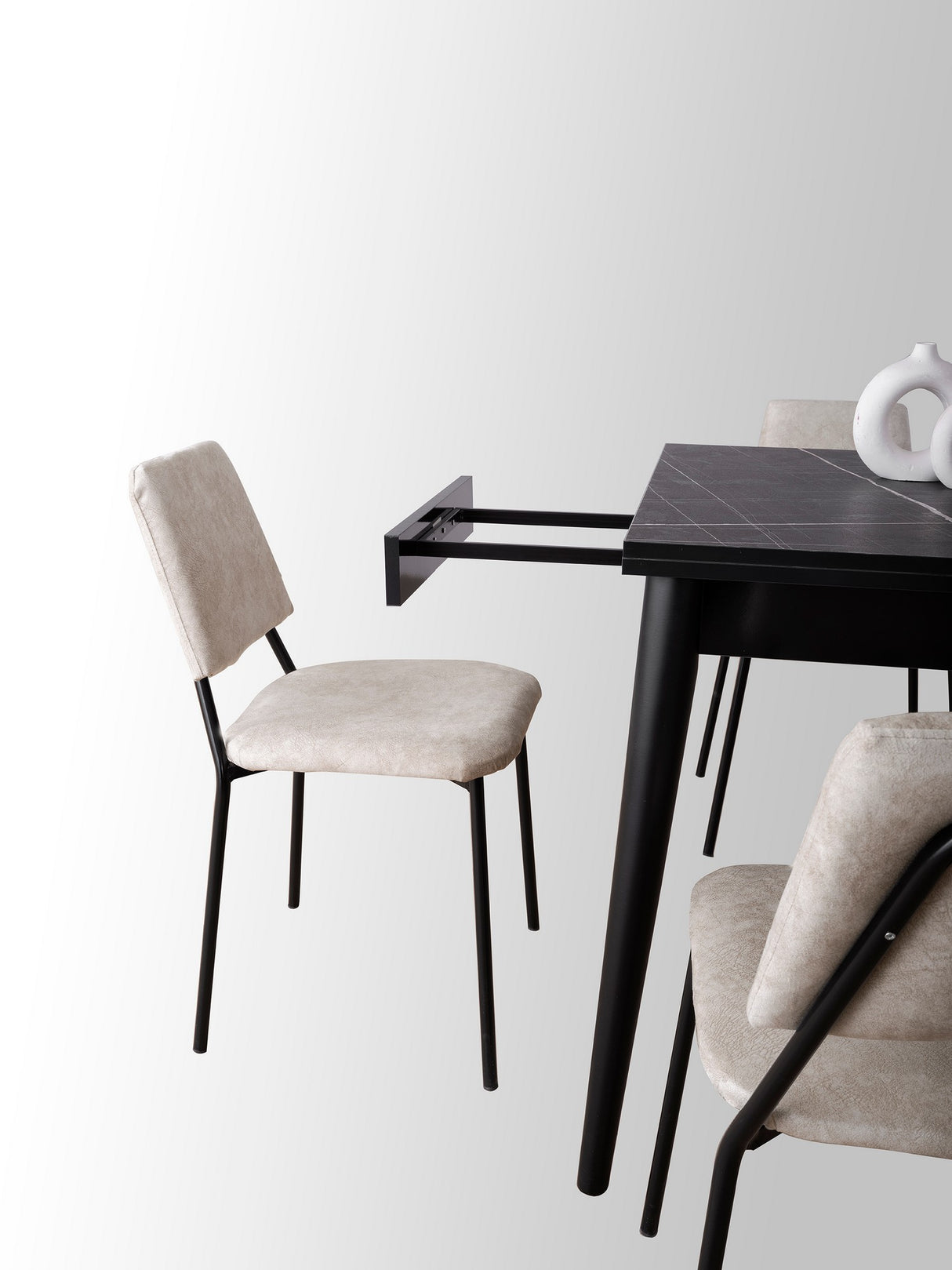 Masă dining extensibilă Totem - 3041, Black marble, 80x80x75 cm