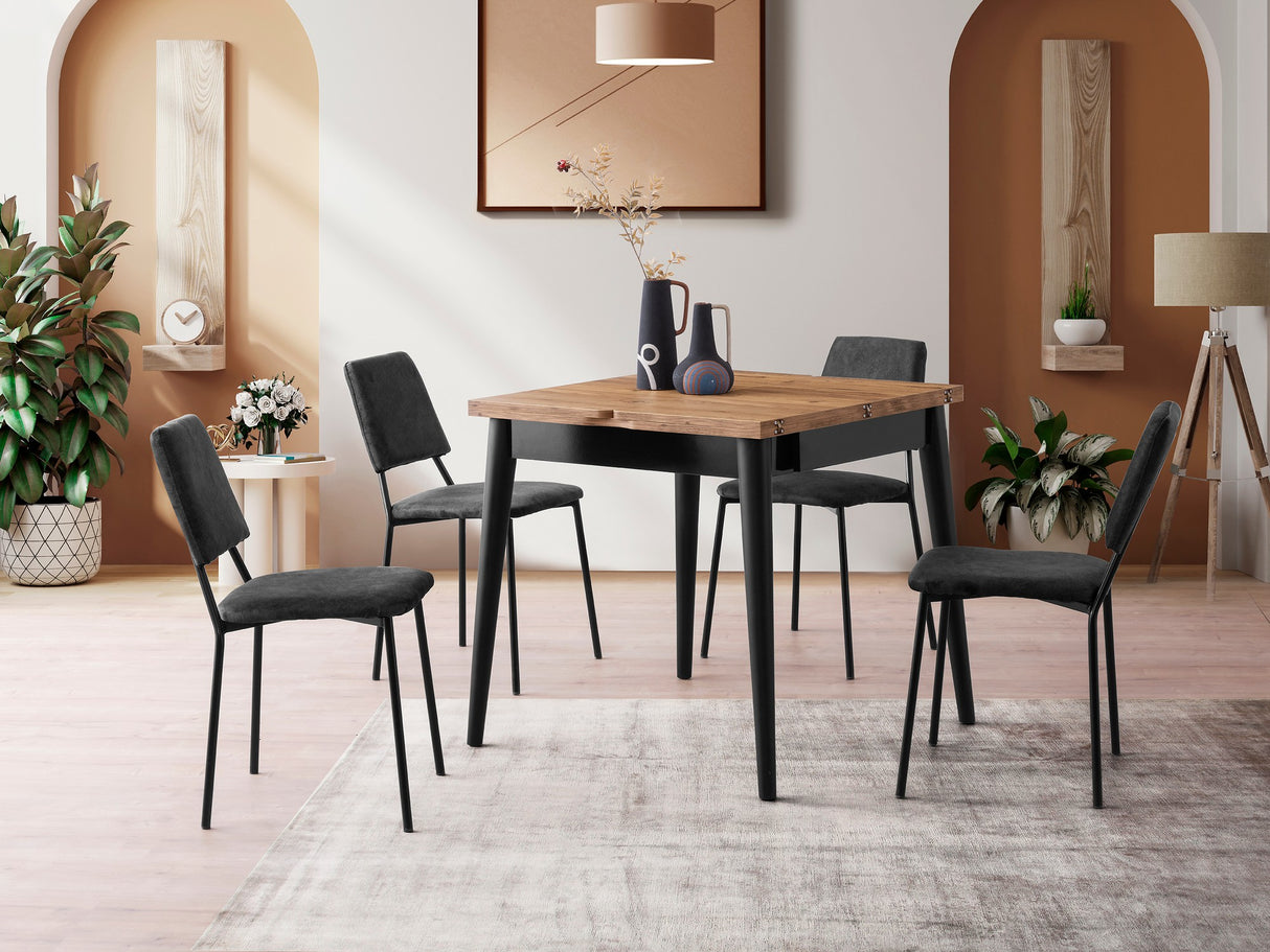 Masă dining extensibilă Totem - 3043, Pin atlantic, 80x80x75 cm