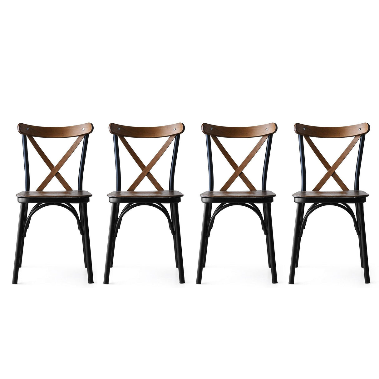 Set 4 scaune Ahşap Ekol - 261 V4, Nuc, 42x41x84 cm