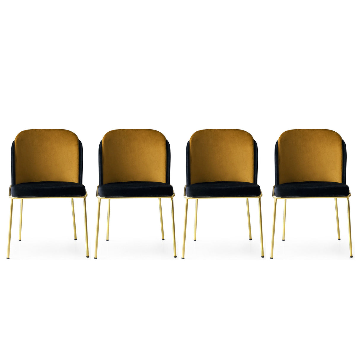 Set 4 scaune Dore - 106 V4, Negru - Auriu, 54x55x86 cm