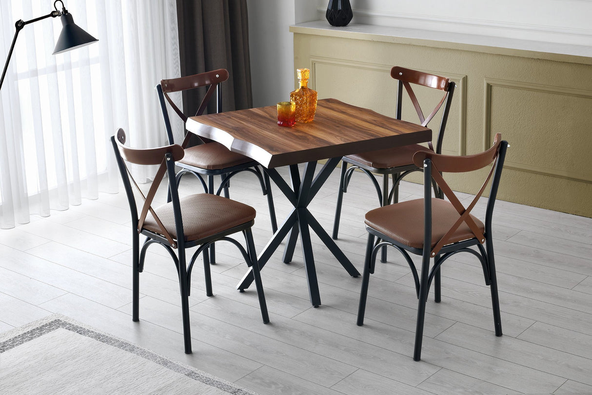 Set 4 scaune Ekol - 1332 V4, Maro, 42x42x84 cm