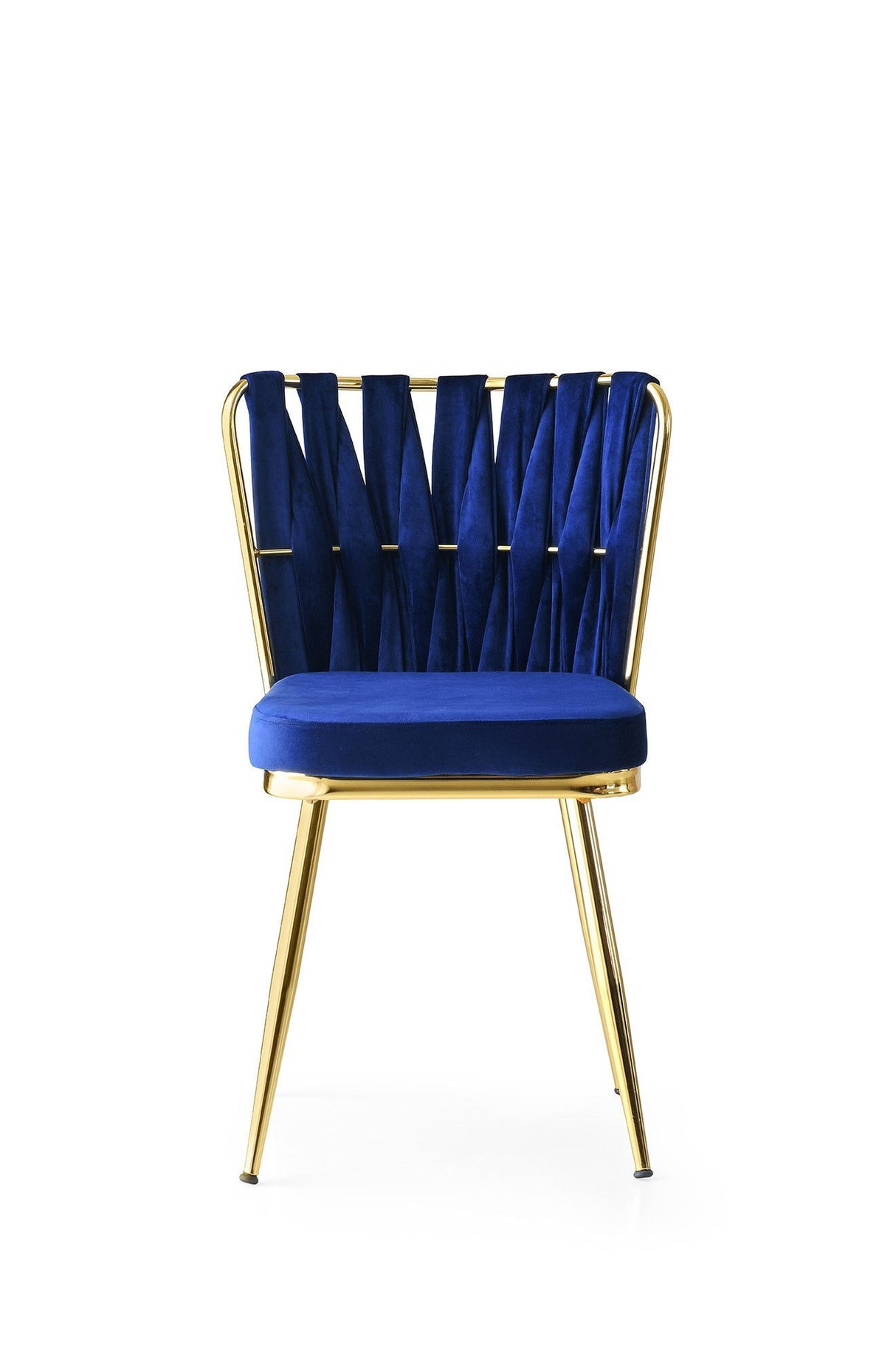 Set 4 scaune Kuşaklı - 209 V4, Auriu - Bleumarin, 43x43x82 cm