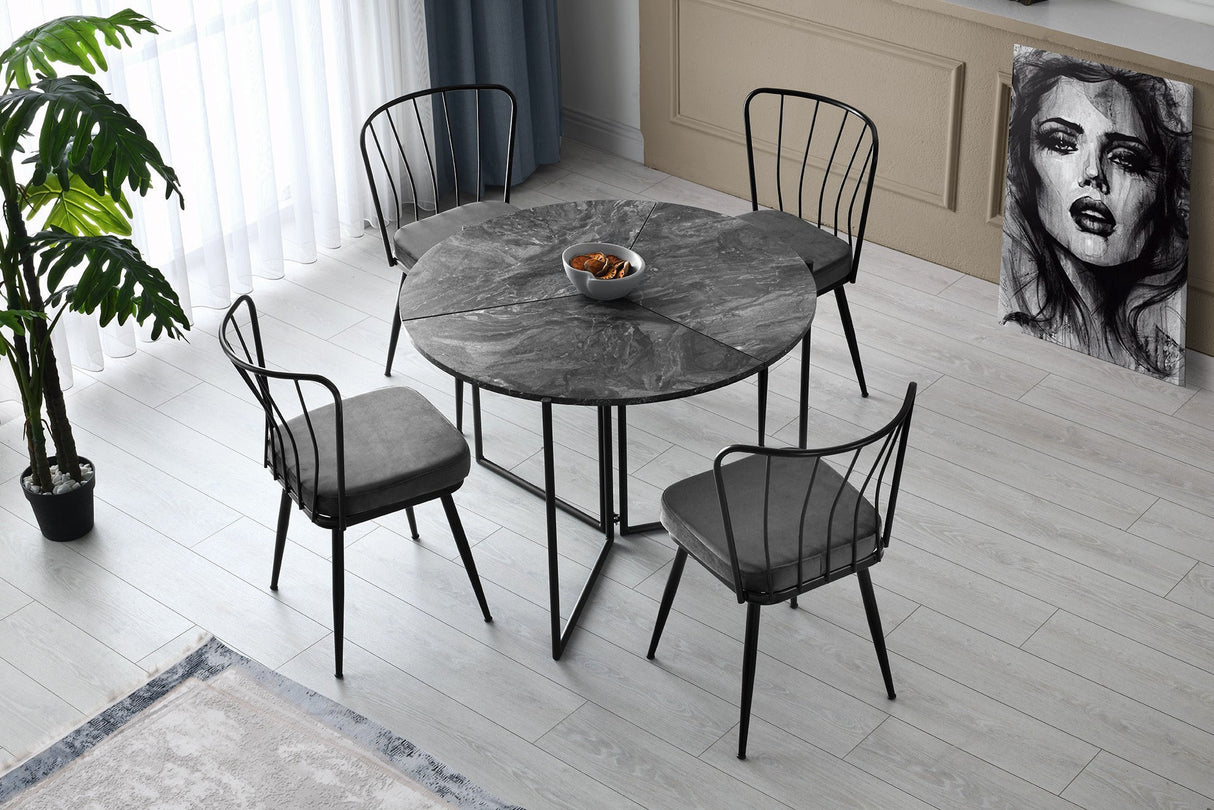 Set 2 scaune Yıldız - 942 V2, Negru, 43x42x82 cm