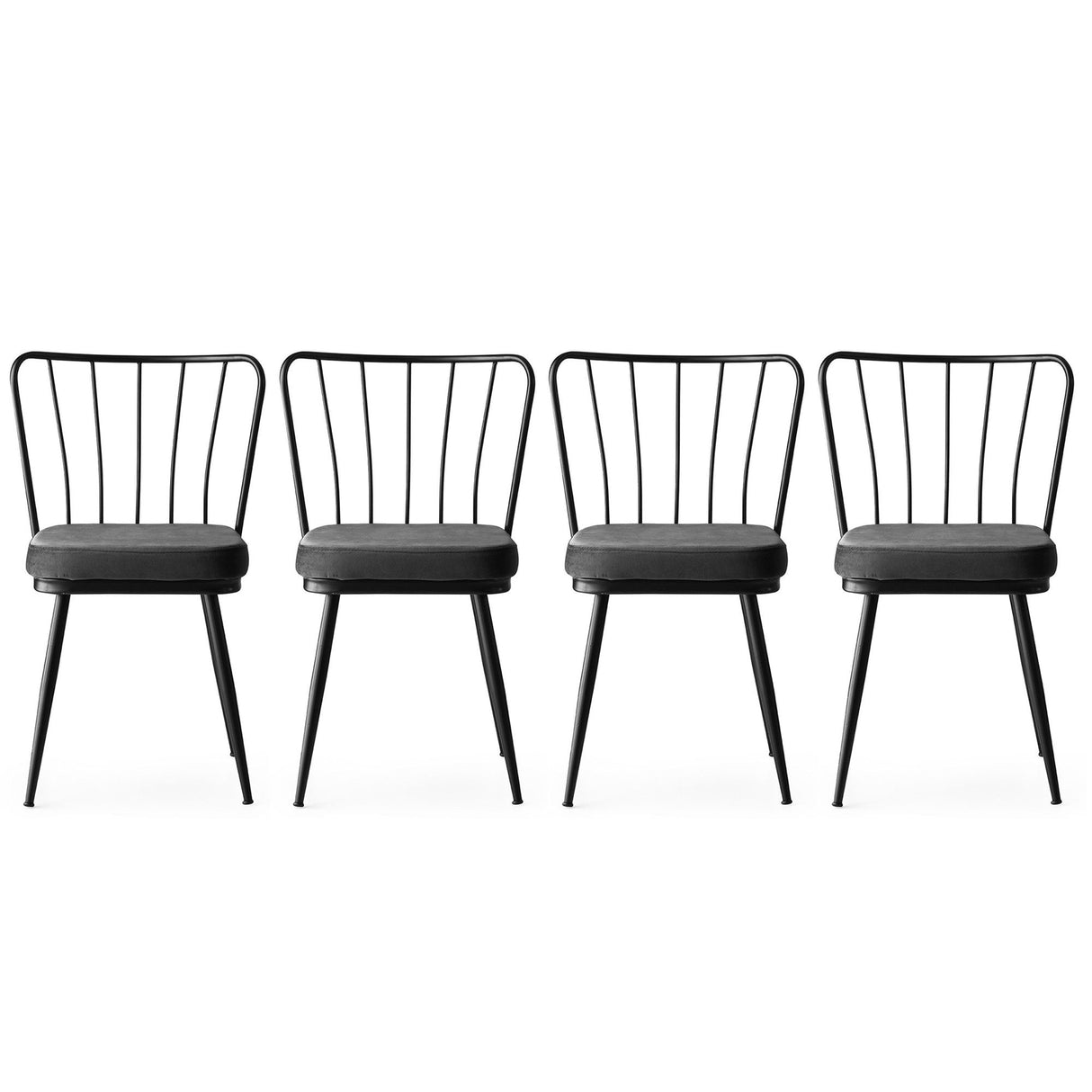 Set 4 scaune Yıldız - 942 V4, Negru, 43x42x82 cm