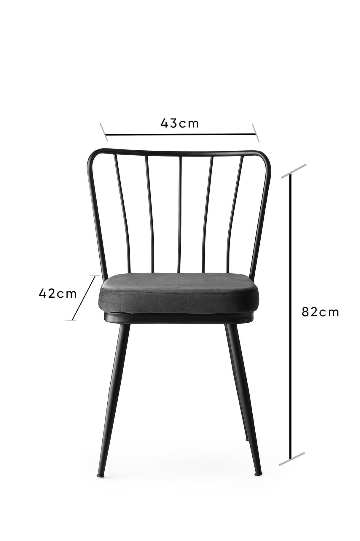 Set 4 scaune Yıldız - 942 V4, Negru, 43x42x82 cm