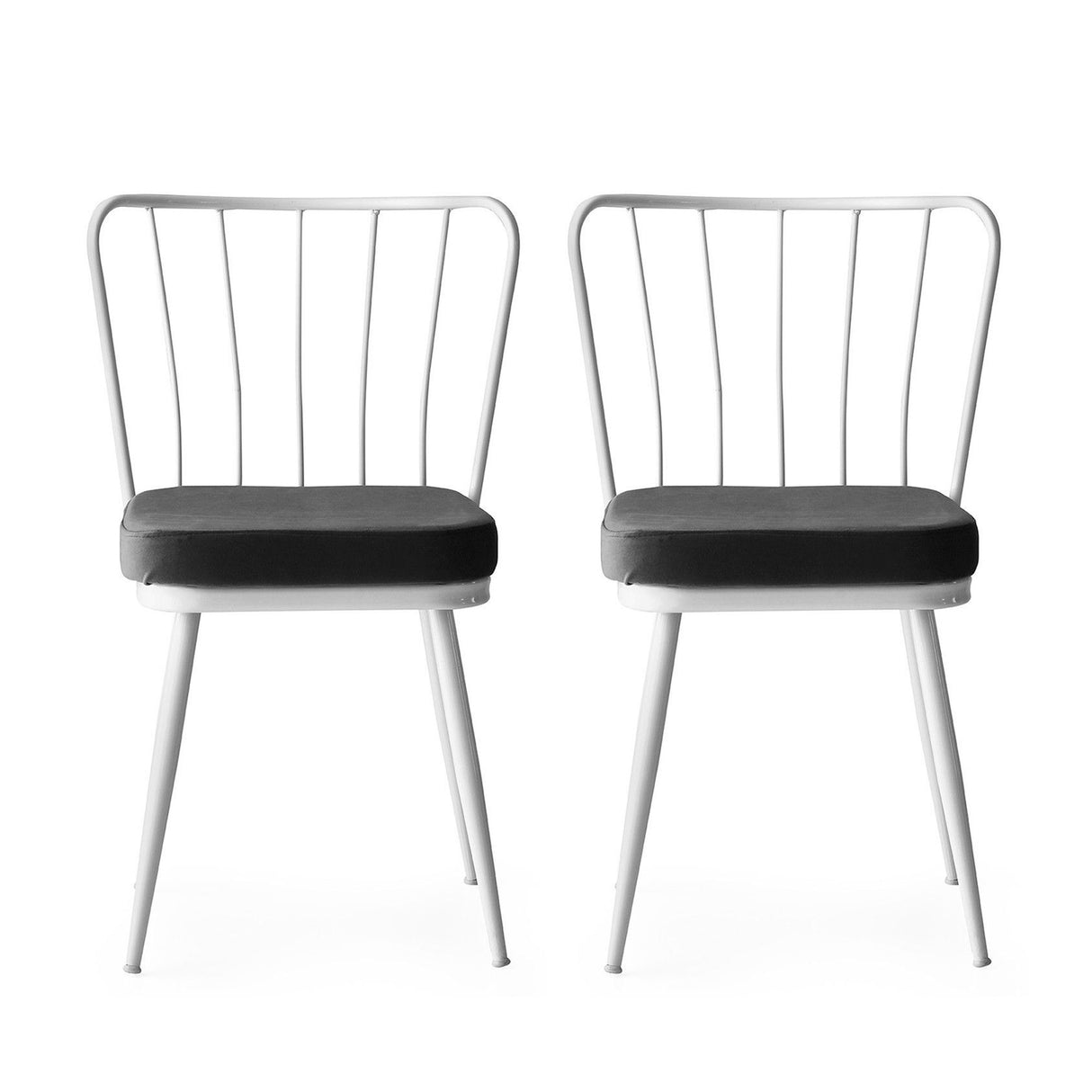 Set 2 scaune Yıldız - 962 V2, Alb, 43x42x82 cm